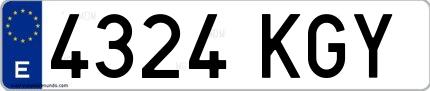 Ejemplo de matrícula española 4324 KGY