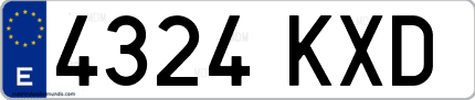 Ejemplo de matrícula de coche ordinaria 4324 KXD