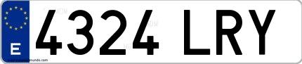 Ejemplo de matrícula española 4324 LRY