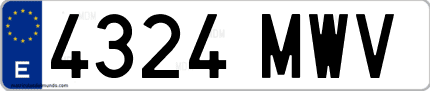 Ejemplo de matrícula de coche ordinaria 4324 MWV