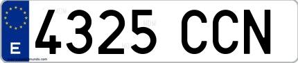 Ejemplo de matrícula española 4325 CCN