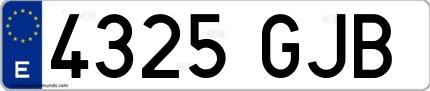 Ejemplo de matrícula española 4325 GJB