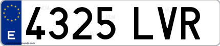 Ejemplo de matrícula de coche ordinaria 4325 LVR