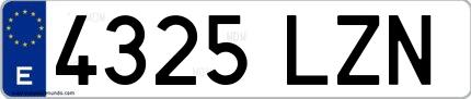 Ejemplo de matrícula española 4325 LZN