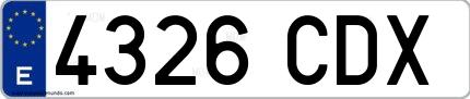 Ejemplo de matrícula española 4326 CDX