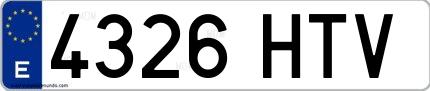 Ejemplo de matrícula española 4326 HTV