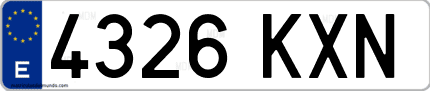Ejemplo de matrícula de coche ordinaria 4326 KXN