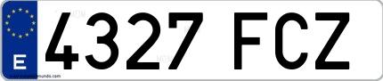 Ejemplo de matrícula española 4327 FCZ
