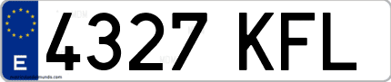 Ejemplo de matrícula de coche ordinaria 4327 KFL