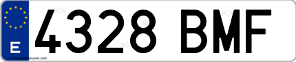 Ejemplo de matrícula de coche ordinaria 4328 BMF
