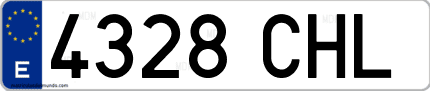 Ejemplo de matrícula de coche ordinaria 4328 CHL