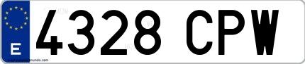 Ejemplo de matrícula española 4328 CPW