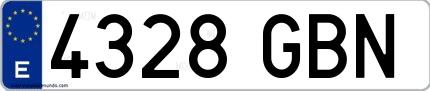 Ejemplo de matrícula española 4328 GBN