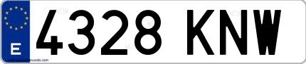 Ejemplo de matrícula de coche ordinaria 4328 KNW