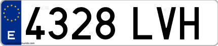 Ejemplo de matrícula de coche ordinaria 4328 LVH