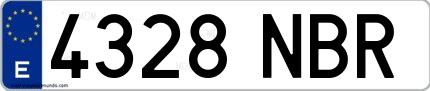 Ejemplo de matrícula española 4328 NBR