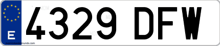 Ejemplo de matrícula de coche ordinaria 4329 DFW
