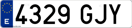 Ejemplo de matrícula de coche ordinaria 4329 GJY