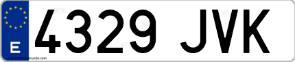 Ejemplo de matrícula de coche ordinaria 4329 JVK