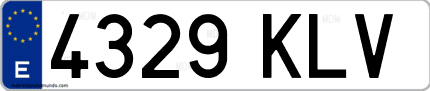 Ejemplo de matrícula de coche ordinaria 4329 KLV