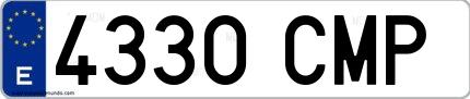 Ejemplo de matrícula española 4330 CMP