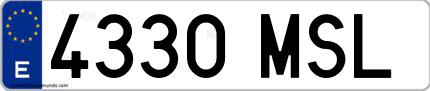 Ejemplo de matrícula española 4330 MSL