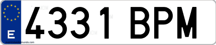 Ejemplo de matrícula de coche ordinaria 4331 BPM
