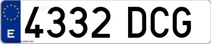 Ejemplo de matrícula española 4332 DCG