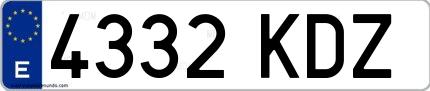 Ejemplo de matrícula española 4332 KDZ