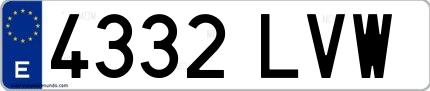 Ejemplo de matrícula española 4332 LVW