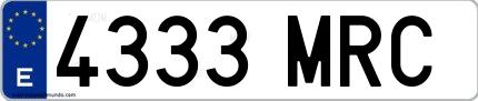 Ejemplo de matrícula española 4333 MRC