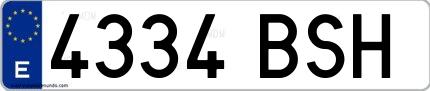 Ejemplo de matrícula española 4334 BSH