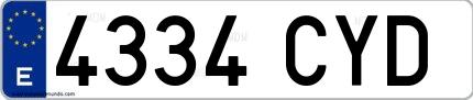 Ejemplo de matrícula española 4334 CYD