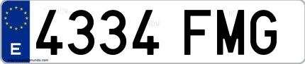 Ejemplo de matrícula española 4334 FMG