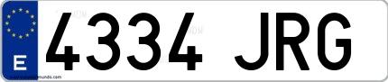 Ejemplo de matrícula española 4334 JRG