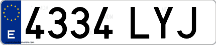 Ejemplo de matrícula de coche ordinaria 4334 LYJ