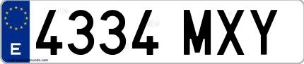 Ejemplo de matrícula española 4334 MXY