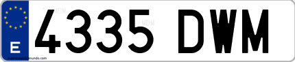 Ejemplo de matrícula de coche ordinaria 4335 DWM