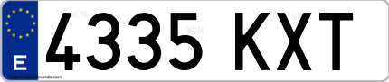 Ejemplo de matrícula de coche ordinaria 4335 KXT
