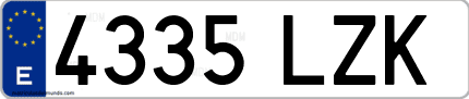 Ejemplo de matrícula de coche ordinaria 4335 LZK