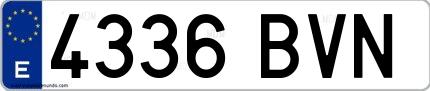 Ejemplo de matrícula española 4336 BVN