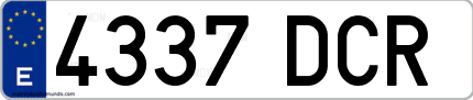 Ejemplo de matrícula de coche ordinaria 4337 DCR