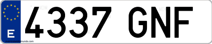 Ejemplo de matrícula de coche ordinaria 4337 GNF