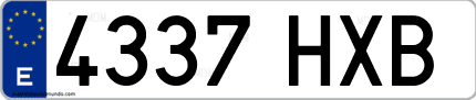Ejemplo de matrícula de coche ordinaria 4337 HXB