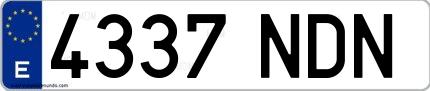 Ejemplo de matrícula española 4337 NDN