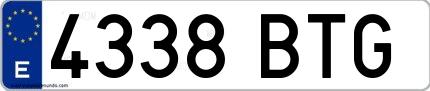 Ejemplo de matrícula española 4338 BTG