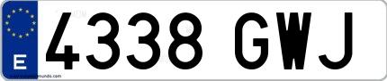 Ejemplo de matrícula española 4338 GWJ