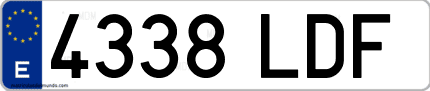 Ejemplo de matrícula de coche ordinaria 4338 LDF