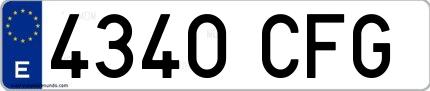 Ejemplo de matrícula española 4340 CFG