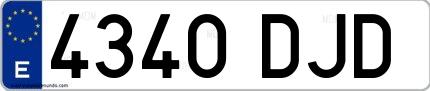 Ejemplo de matrícula española 4340 DJD